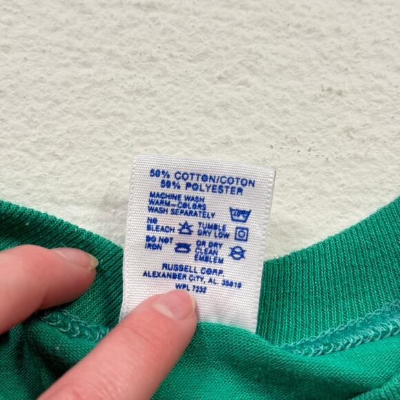 Reworked Vintage 90s Girl Scout Crop Tee Green Jerzees USA, Size Small - Picture 4 of 5